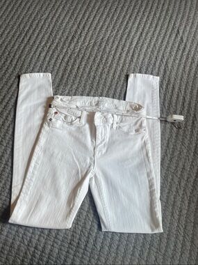 Hudson Midrise Super Skinny White Jeans